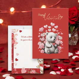 Tarjeta Festiva Día de San Valentín con Oso Teddy Rico