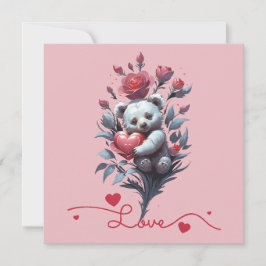 Tarjeta Festiva Día de San Valentín con Oso Teddy Rico