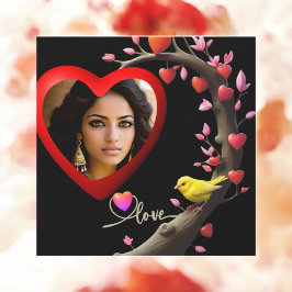 Tarjeta Festiva Día de San Valentín con pájaro Canario