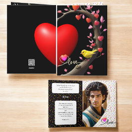 Tarjeta Festiva Día de San Valentín con pájaro Canario