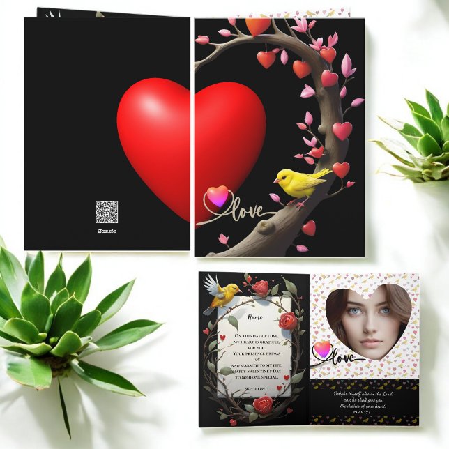 Tarjeta Festiva Día de San Valentín con pájaro Canario (Subido por el creador)