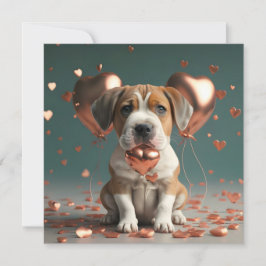 Tarjeta Festiva Día de San Valentín con un perrito lindo
