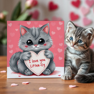 Tarjeta Festiva Día de San Valentín Corazón Adorable Rosa Te Amo G