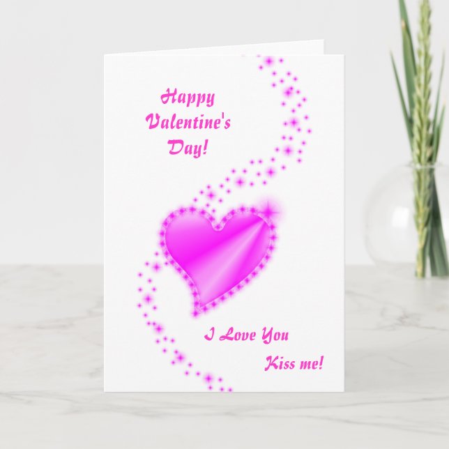 Tarjeta Festiva Día de San Valentín - corazón de arcoíris rosa (Anverso)