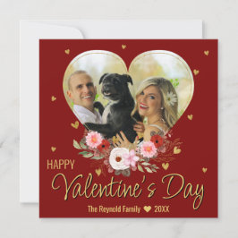 Tarjeta Festiva Día de San Valentín Corazón Dorado Foto Corazones 