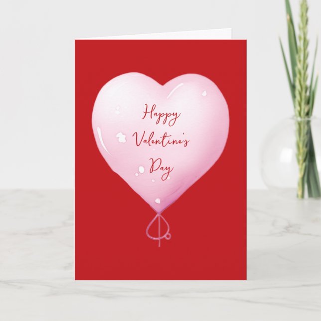 Tarjeta Festiva Día de San Valentín corazón feliz escritura rosa p (Anverso)