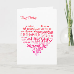 Tarjeta Festiva Día de San Valentín Corazón Nube de Palabras Parej