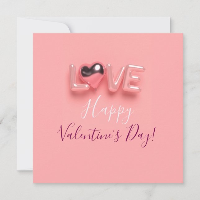 TARJETA FESTIVA  DÍA DE SAN VALENTÍN CORAZÓN ROSA MODERNO  (Anverso)