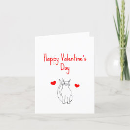 Tarjeta Festiva Día de San Valentín Corazones Rojos Gatito Lindo  