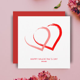 Tarjeta Festiva Día de San Valentín Corazones Rojos y Rosas Sencil
