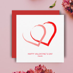 Tarjeta Festiva Día de San Valentín Corazones Rojos y Rosas Sencil
