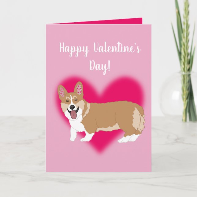 Tarjeta Festiva Día de San Valentín Corgi (Anverso)