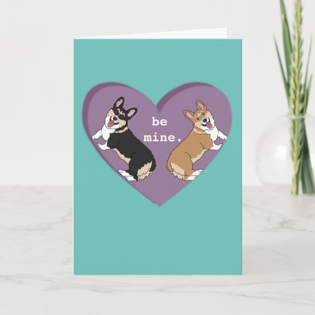 Tarjeta Festiva Día de San Valentín Corgi Pup (Anverso)