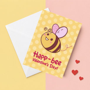 Tarjeta Festiva Día de San Valentín Cute Happ-Bee Kids