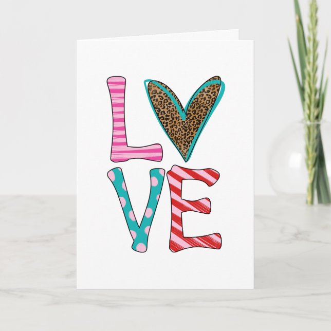 Tarjeta Festiva Día de San Valentín Cute Love Leopard Imprimir col (Anverso)