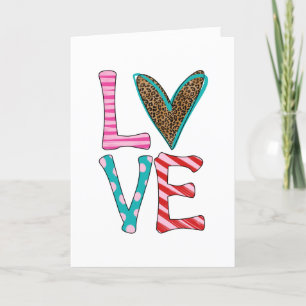 Tarjeta Festiva Día de San Valentín Cute Love Leopard Imprimir col
