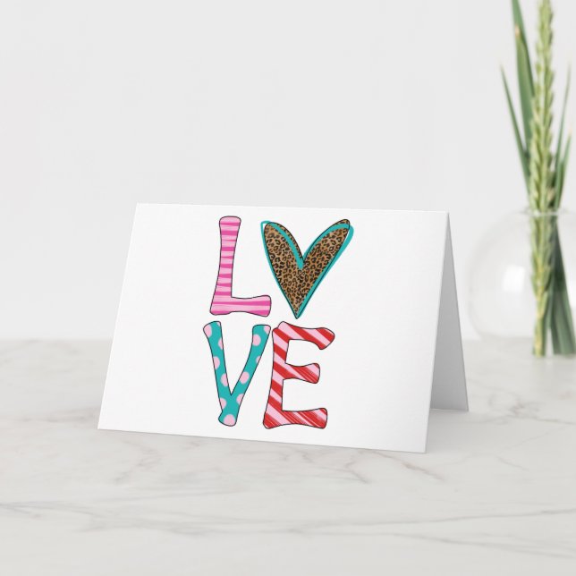 Tarjeta Festiva Día de San Valentín Cute Love Leopard Imprimir col (Anverso)