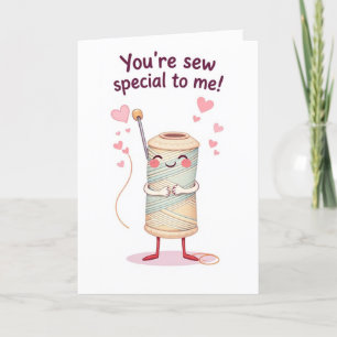 Tarjeta Festiva Día de San Valentín Cute Needle and Thread Kids