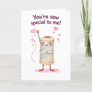 Tarjeta Festiva Día de San Valentín Cute Needle and Thread Kids