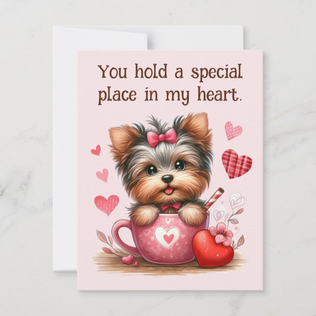 Tarjeta Festiva Día de San Valentín Cute Yorkshire Terrier Dog (Anverso)