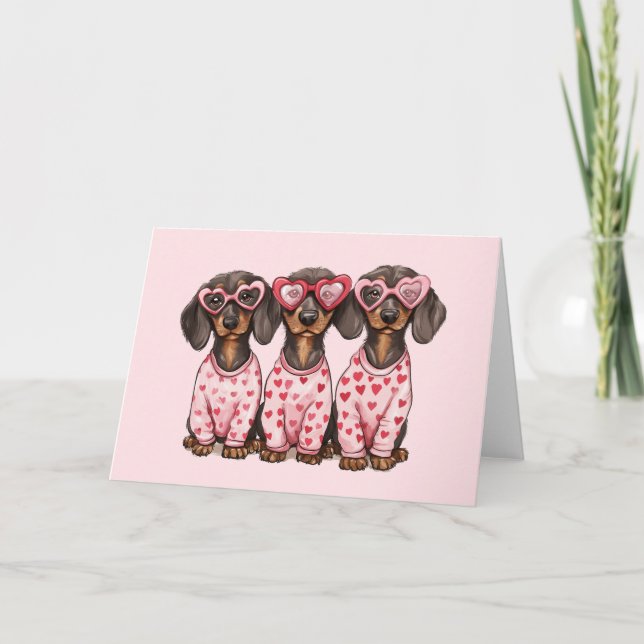 Tarjeta Festiva Día de San Valentín Dachshund Dogs (Anverso)