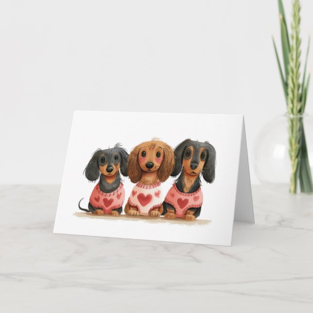 Tarjeta Festiva Día de San Valentín Dachshund Dogs (Anverso)
