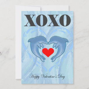 Tarjeta Festiva Día de San Valentín de amor xoxo delfín
