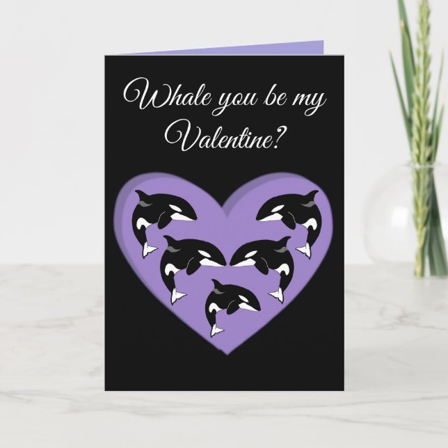 Tarjeta Festiva Día de San Valentín de ballenas asesina de Orca (Anverso)
