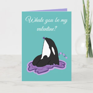 Tarjeta Festiva Día de San Valentín de ballenas asesina de Orca