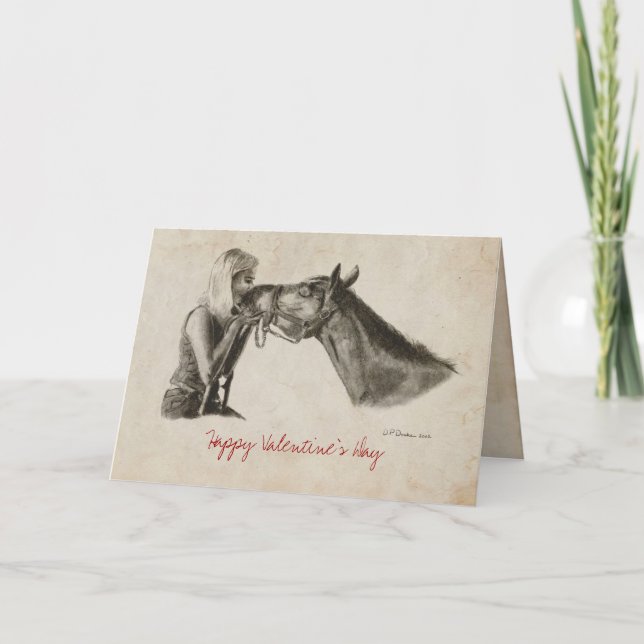 Tarjeta Festiva Día de San Valentín de Besos de Caballo (Anverso)