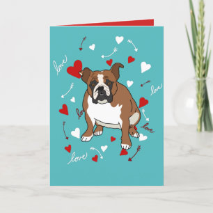 Tarjeta Festiva Día de San Valentín de Bulldog en inglés
