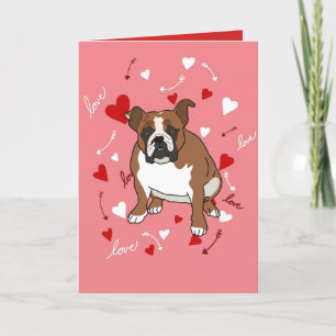 Tarjeta Festiva Día de San Valentín de Bulldog en inglés