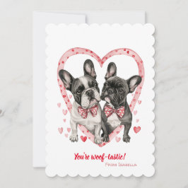 Tarjeta Festiva Día de San Valentín de Bulldog francés Woof-tastic