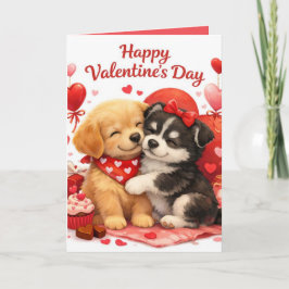 Tarjeta Festiva Día de San Valentín de Cachorro Adorable