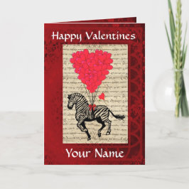Tarjeta Festiva Día de San Valentín de cebra lindo y gracioso
