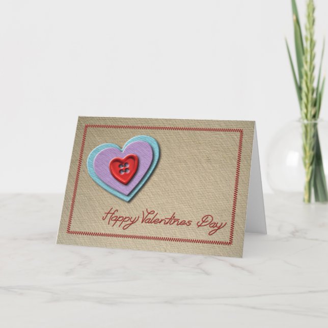 Tarjeta Festiva Día de San Valentín de corazones de papel (Anverso)