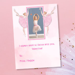 Tarjeta Festiva Día de San Valentín de Cute Pink Ballerina para sa