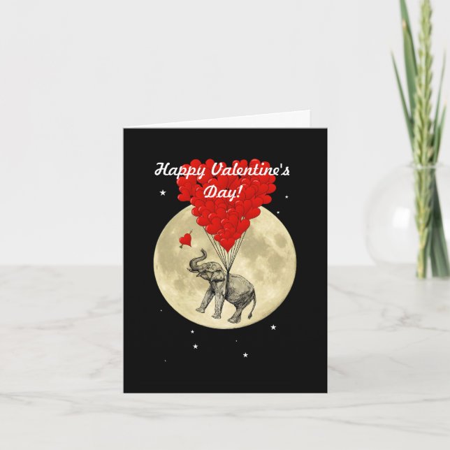 Tarjeta Festiva Día de San Valentín de elefante caprichoso (Anverso)