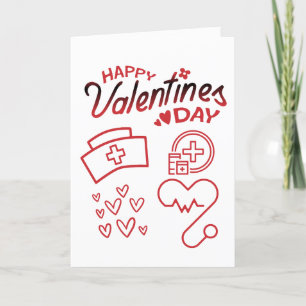 Tarjeta Festiva Día de San Valentín de Enfermera Roja Moderna