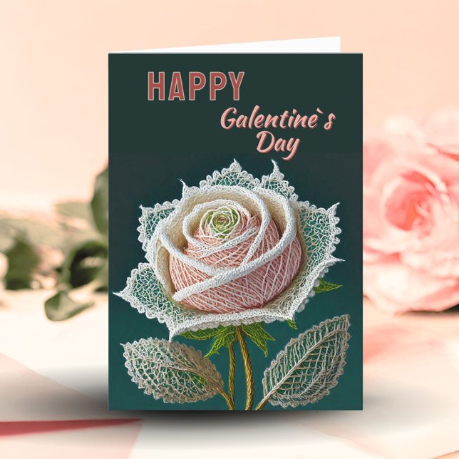 Tarjeta Festiva Día de San Valentín de Galentine, Rosa de Lace (Subido por el creador)