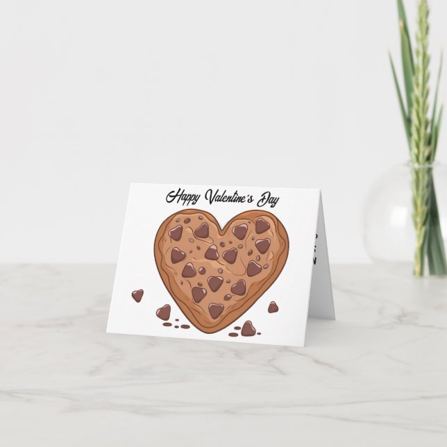 Tarjeta Festiva Día de San Valentín de galletas de chocolate con f (Anverso)