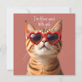 Tarjeta Festiva Día de San Valentín de gato descarado