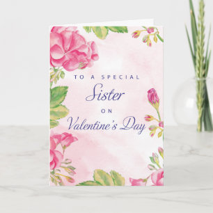 Tarjeta Festiva Día de San Valentín de la Hermana Monja, Flores Ro