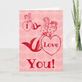 Tarjeta Festiva Día de San Valentín de la sirena del vintage