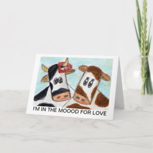 Tarjeta Festiva Día de San Valentín de la vaca 'estoy en el Moood