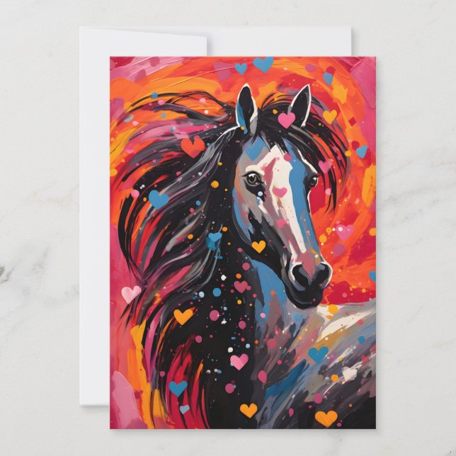 Tarjeta Festiva Día de San Valentín de los caballos (Anverso)