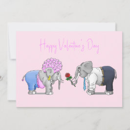 Tarjeta Festiva Día de San Valentín de los elefantes