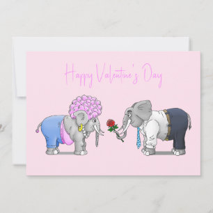 Tarjeta Festiva Día de San Valentín de los elefantes