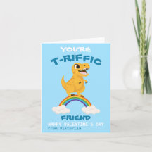 Día de San Valentín de los niños dinosaurio azul t