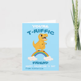 Tarjeta Festiva Día de San Valentín de los niños dinosaurio azul t